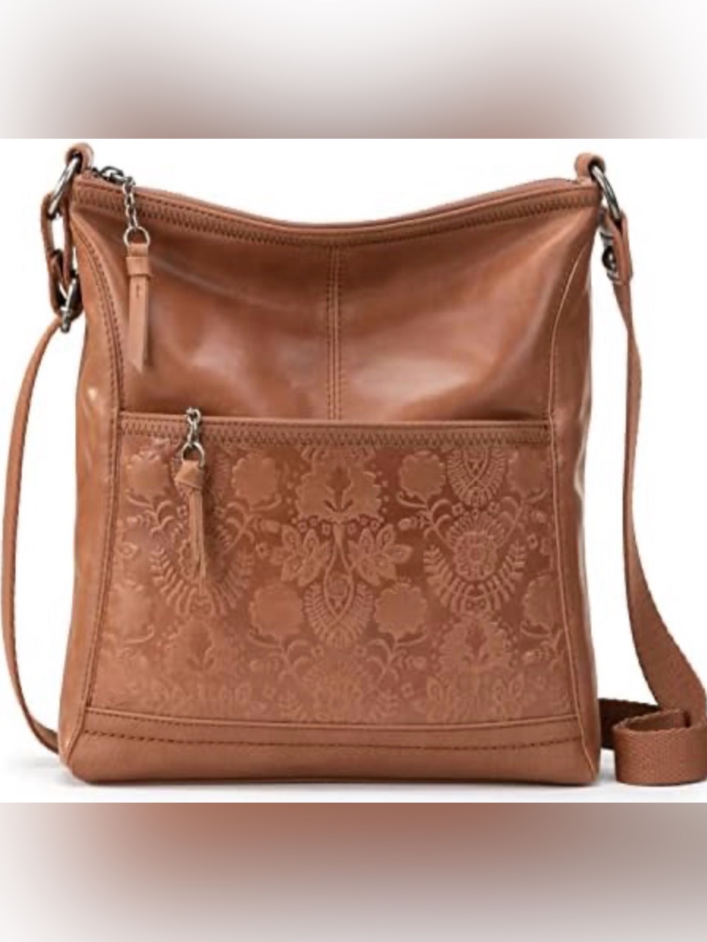 The Sak Lucia Embossed Floral Leather Crossbody Bag